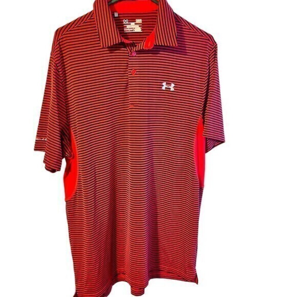 Armour Heat Gear Polo‎ Shirt Men's Size MED. Loose Fit Red